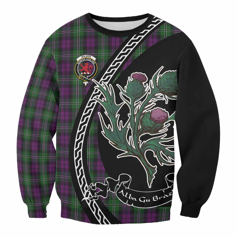 ScotsTee Shop Wilson Family Crest Tartan Sweatshirt Alba Thistle Inspired