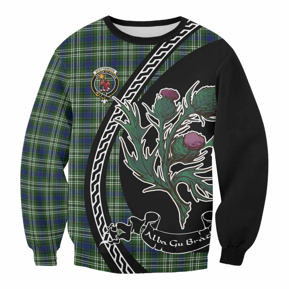 ScotsTee Shop Spottiswood Family Crest Tartan Sweatshirt Alba Thistle Inspired