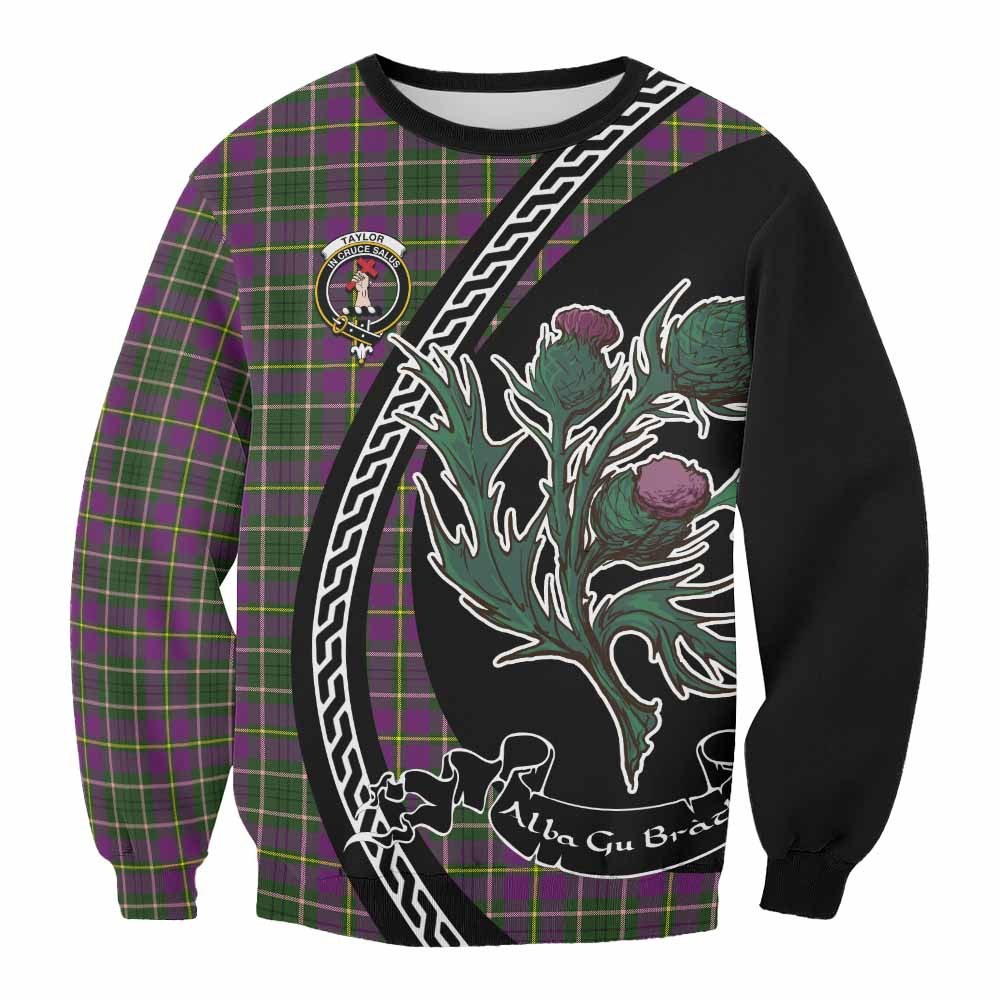 ScotsTee Shop Taylor (Tailyour) Family Crest Tartan Sweatshirt Alba Thistle Inspired