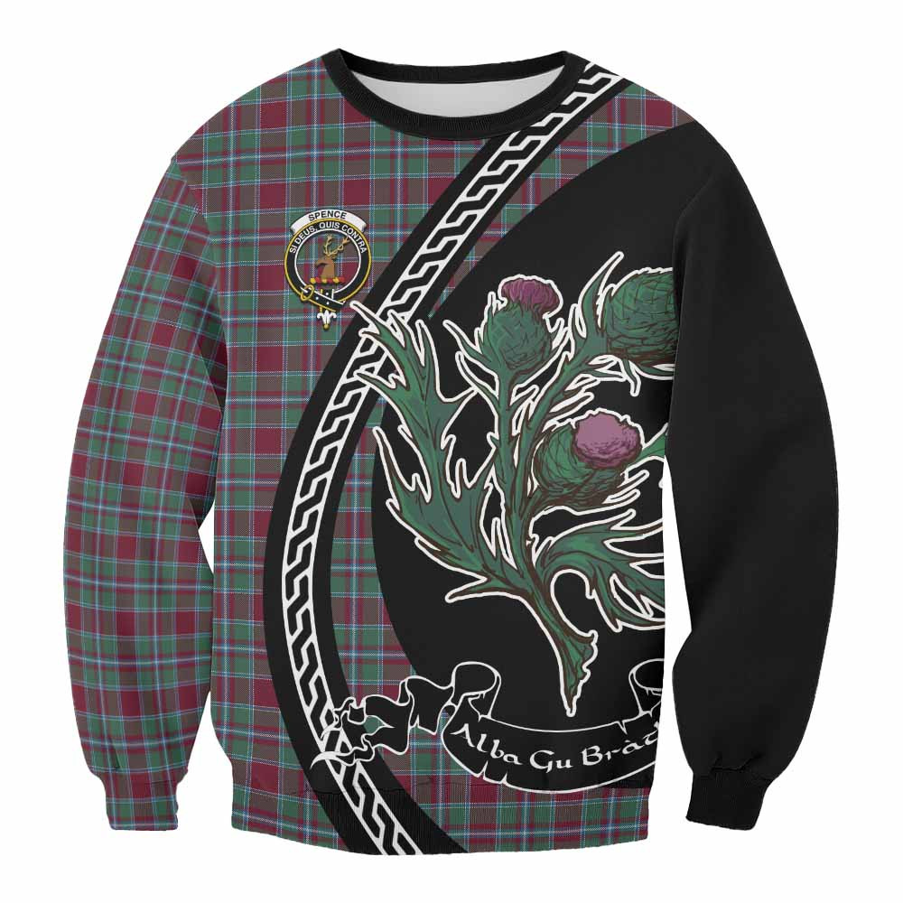 ScotsTee Shop Spence (Spens) Family Crest Tartan Sweatshirt Alba Thistle Inspired