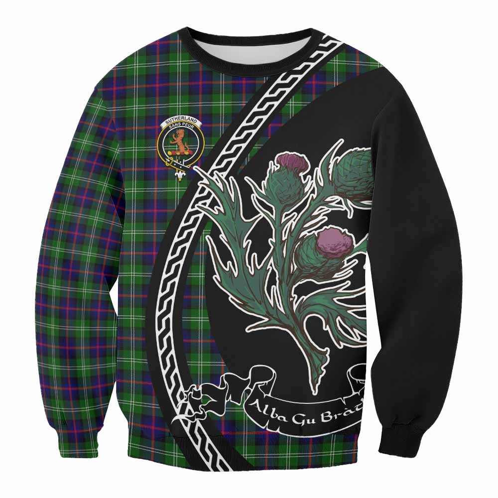 ScotsTee Shop Sutherland Family Crest Tartan Sweatshirt Alba Thistle Inspired