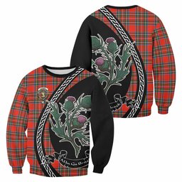 ScotsTee Shop Stewart (Stuart) Family Crest Tartan Sweatshirt Alba Thistle Inspired