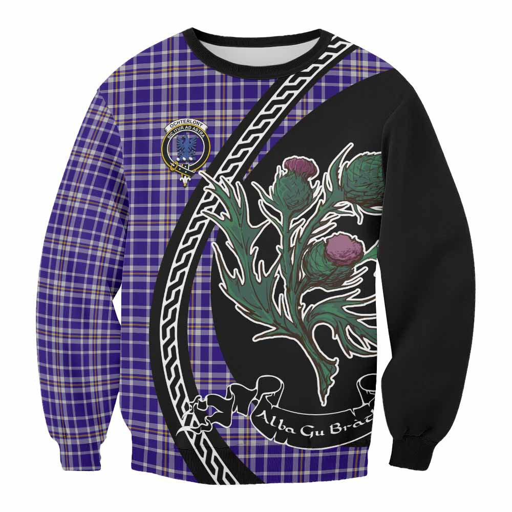 ScotsTee Shop Ochterlony Family Crest Tartan Sweatshirt Alba Thistle Inspired