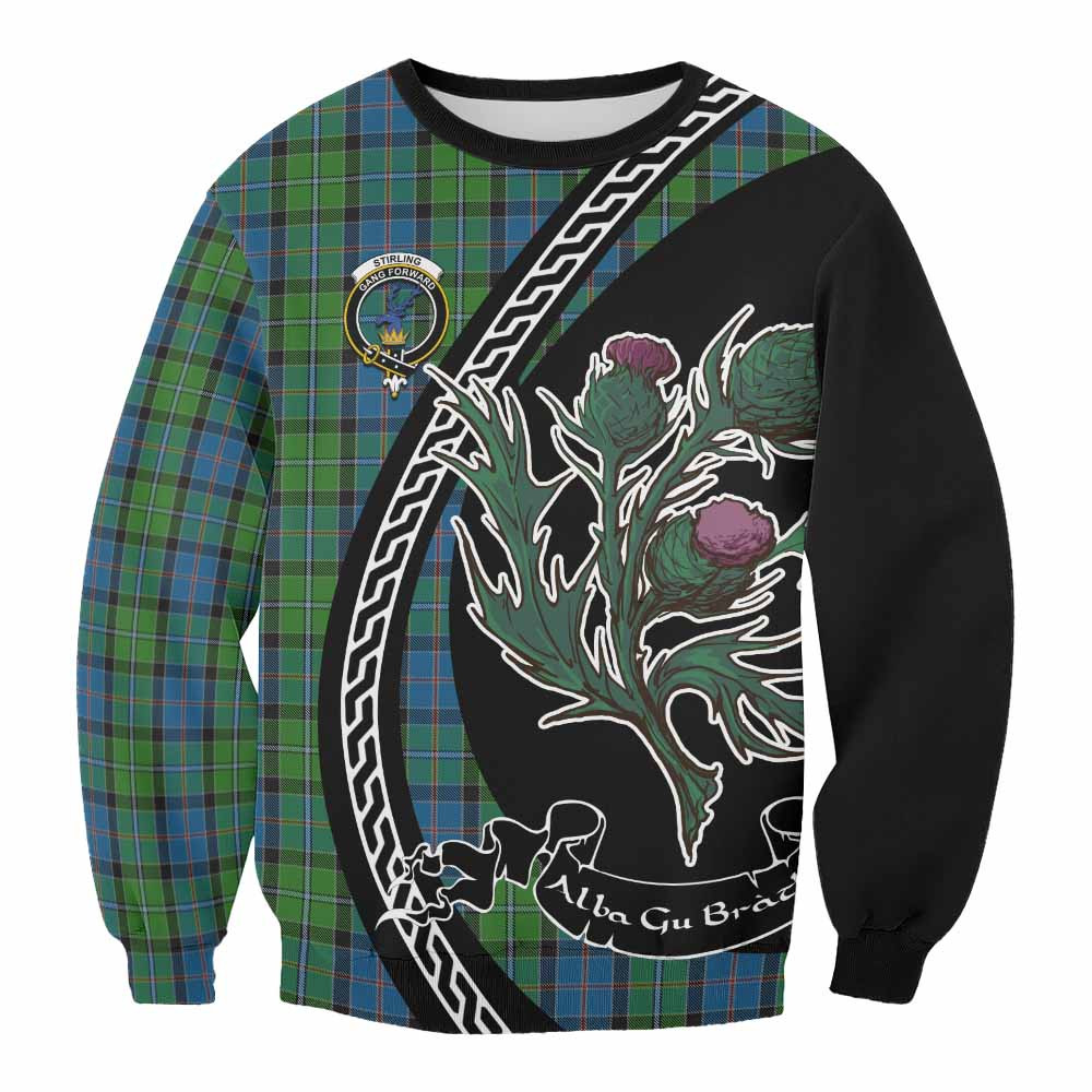 ScotsTee Shop Stirling Family Crest Tartan Sweatshirt Alba Thistle Inspired