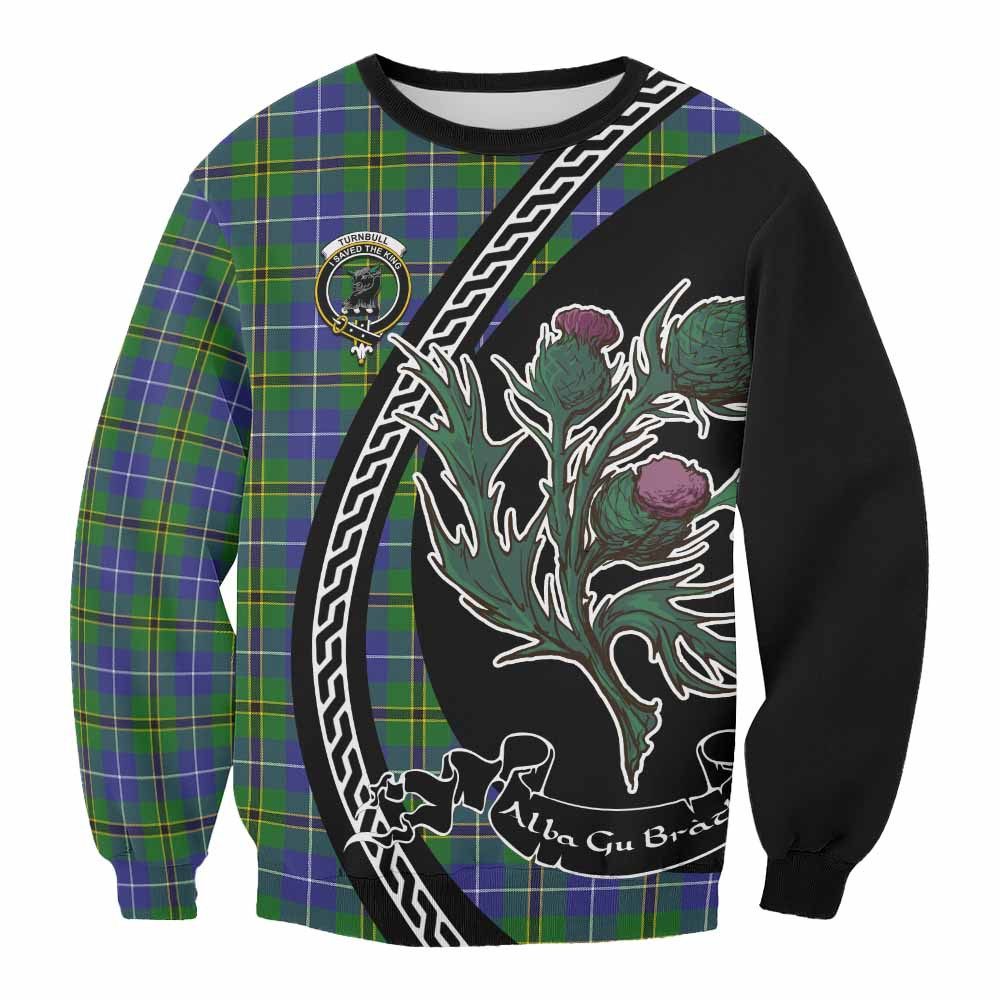 ScotsTee Shop Turnbull Family Crest Tartan Sweatshirt Alba Thistle Inspired