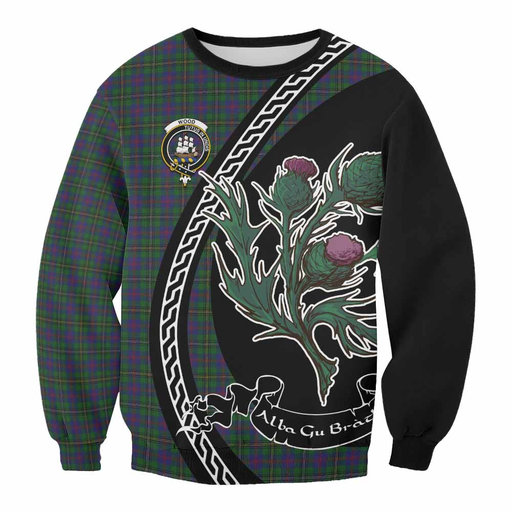 ScotsTee Shop Wood Family Crest Tartan Sweatshirt Alba Thistle Inspired