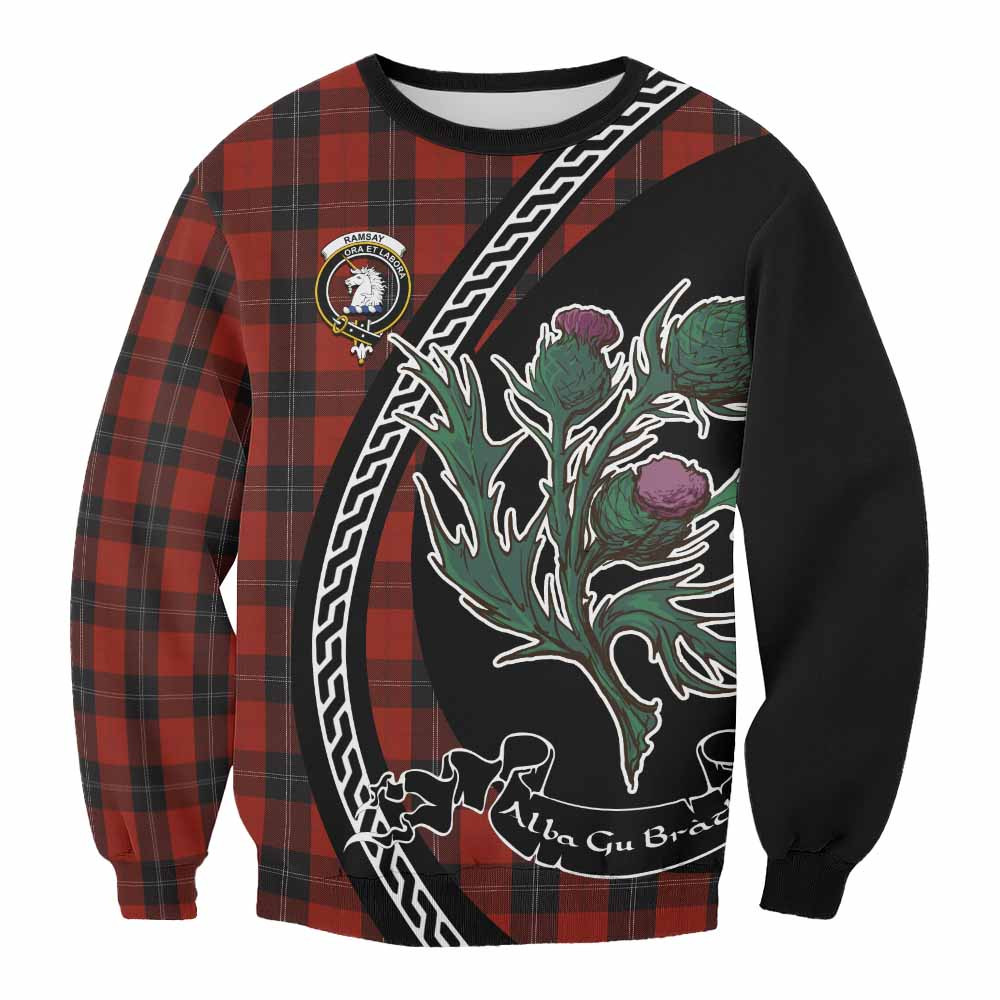 ScotsTee Shop Ramsay Family Crest Tartan Sweatshirt Alba Thistle Inspired