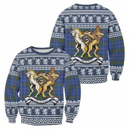 ScotsTee Shop Edmonstone Clan Tartan Crest Christmas Sweatshirt Coat of Arms Funny Style