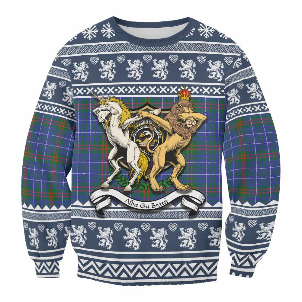 ScotsTee Shop Edmonstone Clan Tartan Crest Christmas Sweatshirt Coat of Arms Funny Style