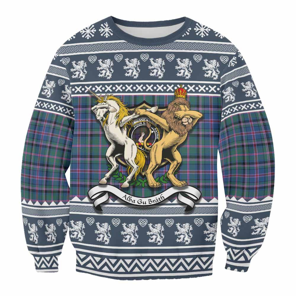 ScotsTee Shop Cooper Clan Tartan Crest Christmas Sweatshirt Coat of Arms Funny Style