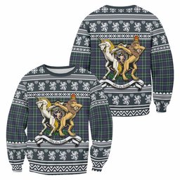 ScotsTee Shop Allardice Clan Tartan Crest Christmas Sweatshirt Coat of Arms Funny Style