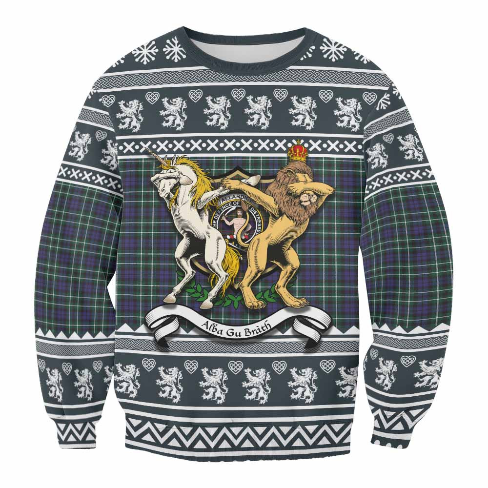 ScotsTee Shop Allardice Clan Tartan Crest Christmas Sweatshirt Coat of Arms Funny Style