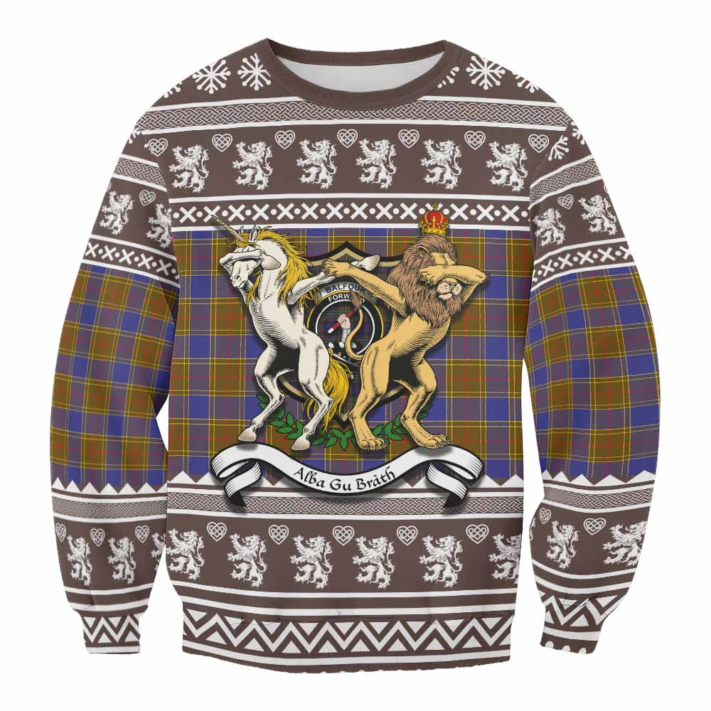 ScotsTee Shop Balfour Clan Tartan Crest Christmas Sweatshirt Coat of Arms Funny Style