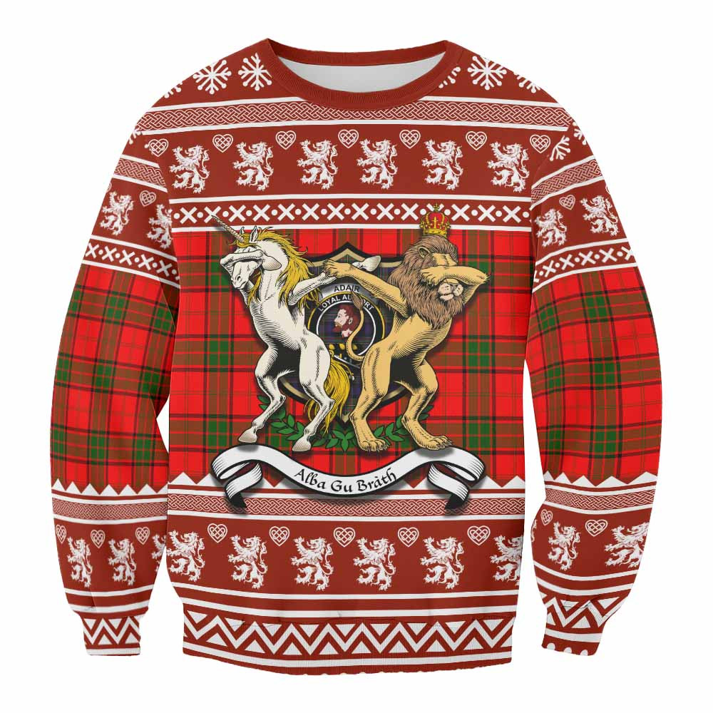 ScotsTee Shop Adair Clan Tartan Crest Christmas Sweatshirt Coat of Arms Funny Style