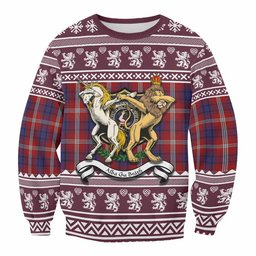 ScotsTee Shop Ainslie Clan Tartan Crest Christmas Sweatshirt Coat of Arms Funny Style