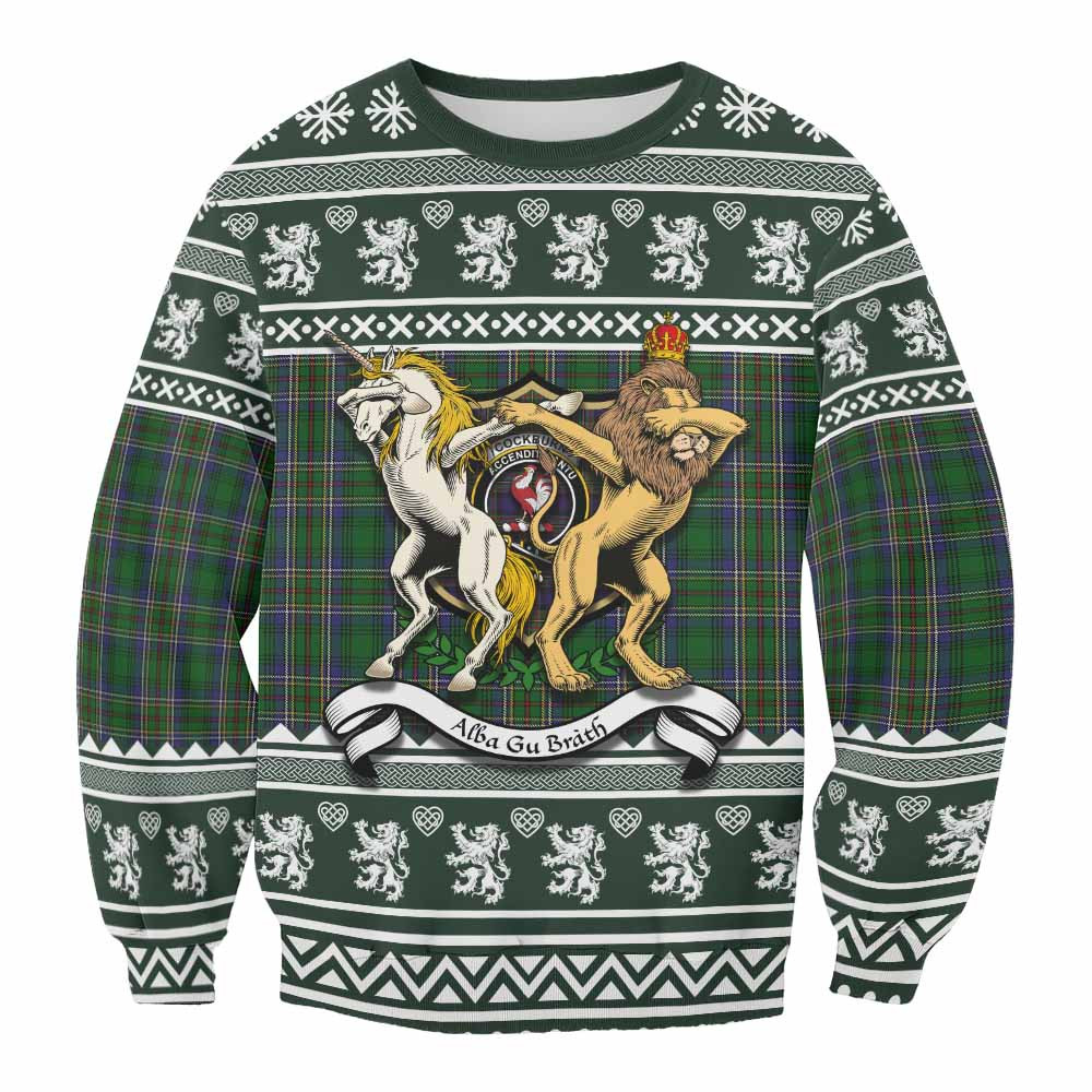 ScotsTee Shop Cockburn Clan Tartan Crest Christmas Sweatshirt Coat of Arms Funny Style