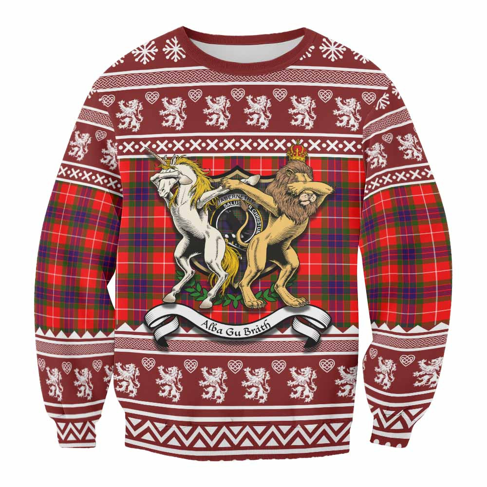 ScotsTee Shop Abernethy Clan Tartan Crest Christmas Sweatshirt Coat of Arms Funny Style