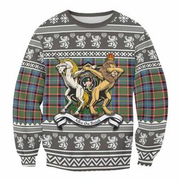 ScotsTee Shop Aikenhead Clan Tartan Crest Christmas Sweatshirt Coat of Arms Funny Style
