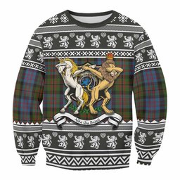 ScotsTee Shop Bowie Clan Tartan Crest Christmas Sweatshirt Coat of Arms Funny Style