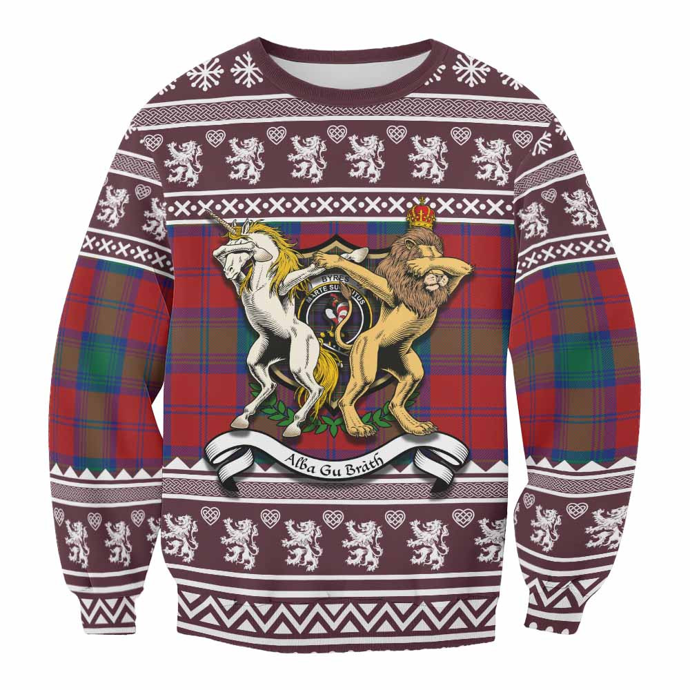 ScotsTee Shop Byres (Byses) Clan Tartan Crest Christmas Sweatshirt Coat of Arms Funny Style