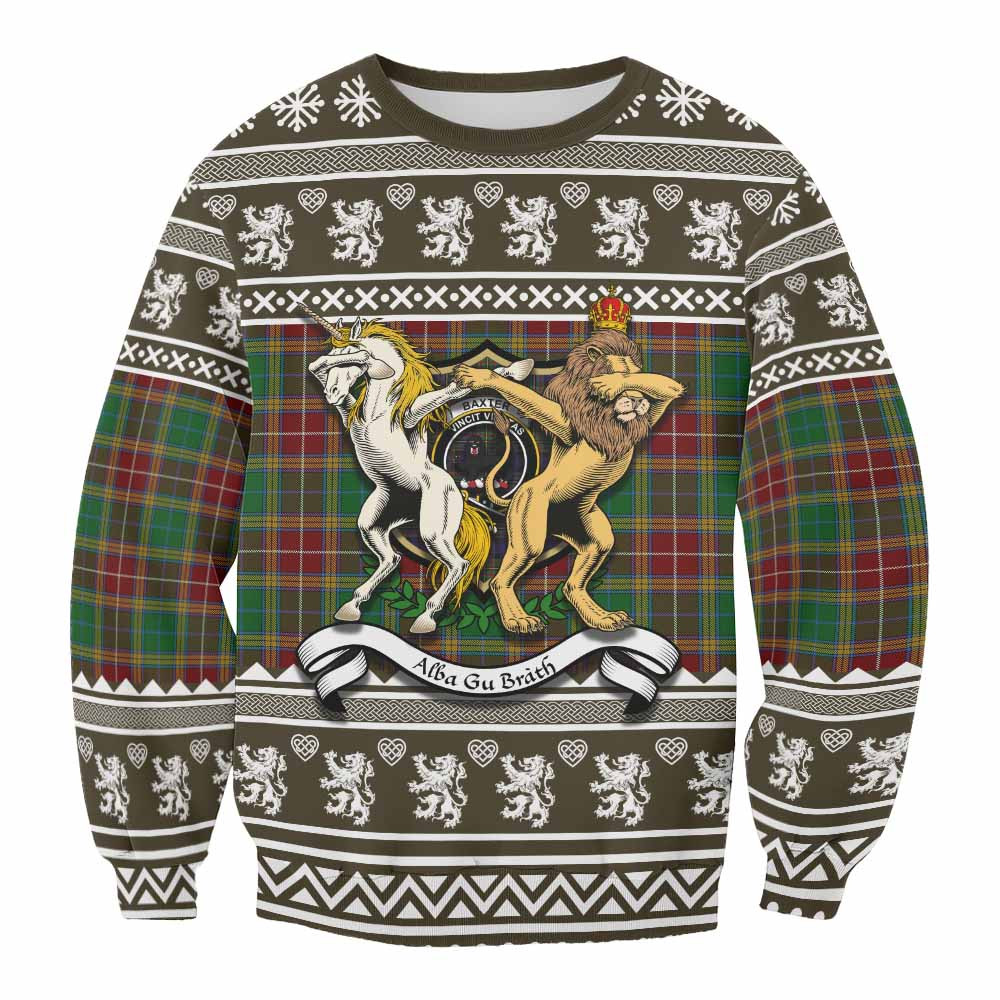 ScotsTee Shop Baxter Clan Tartan Crest Christmas Sweatshirt Coat of Arms Funny Style