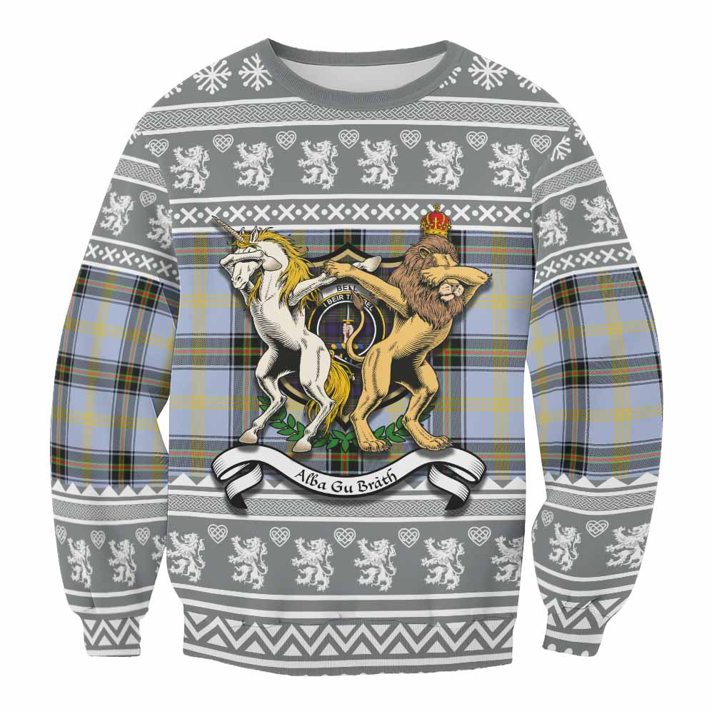 ScotsTee Shop Bell Clan Tartan Crest Christmas Sweatshirt Coat of Arms Funny Style