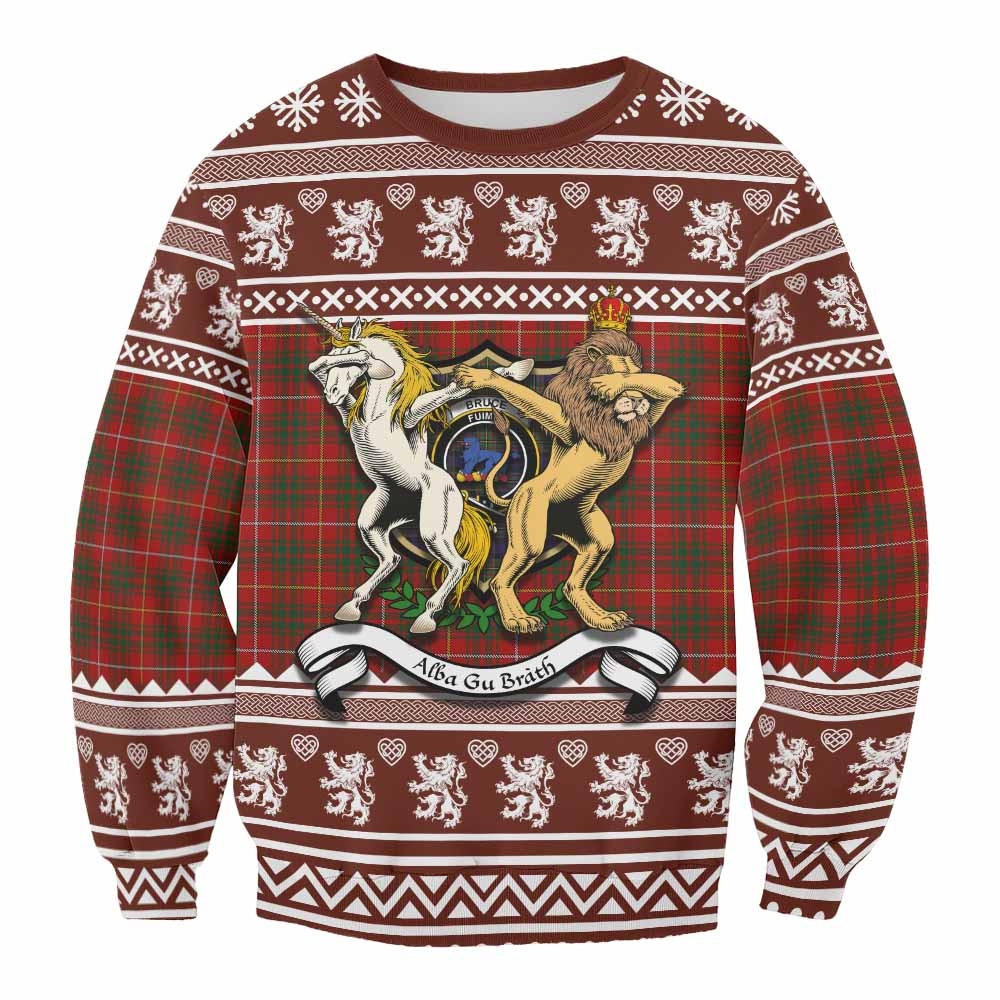 ScotsTee Shop Bruce Clan Tartan Crest Christmas Sweatshirt Coat of Arms Funny Style