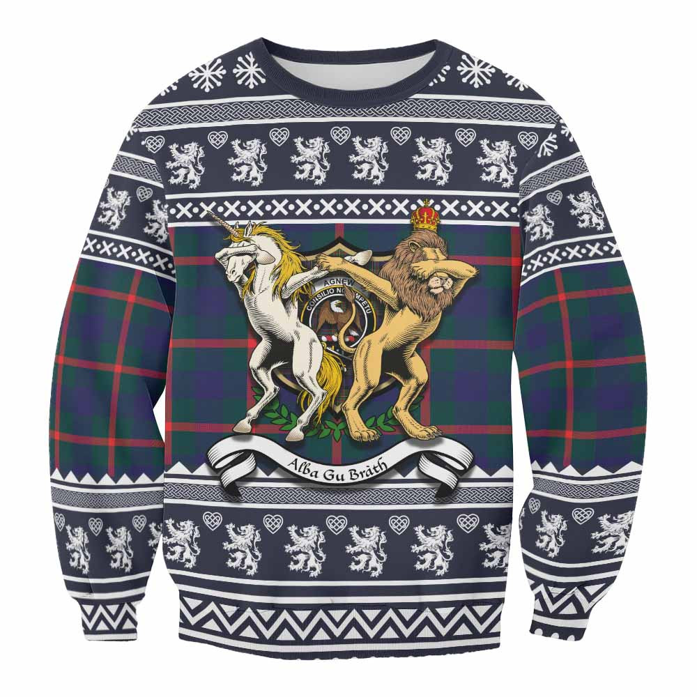 ScotsTee Shop Agnew Clan Tartan Crest Christmas Sweatshirt Coat of Arms Funny Style