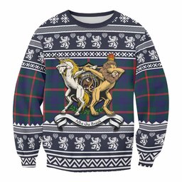 ScotsTee Shop Agnew Clan Tartan Crest Christmas Sweatshirt Coat of Arms Funny Style