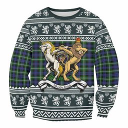 ScotsTee Shop Baillie (Bailey) Clan Tartan Crest Christmas Sweatshirt Coat of Arms Funny Style