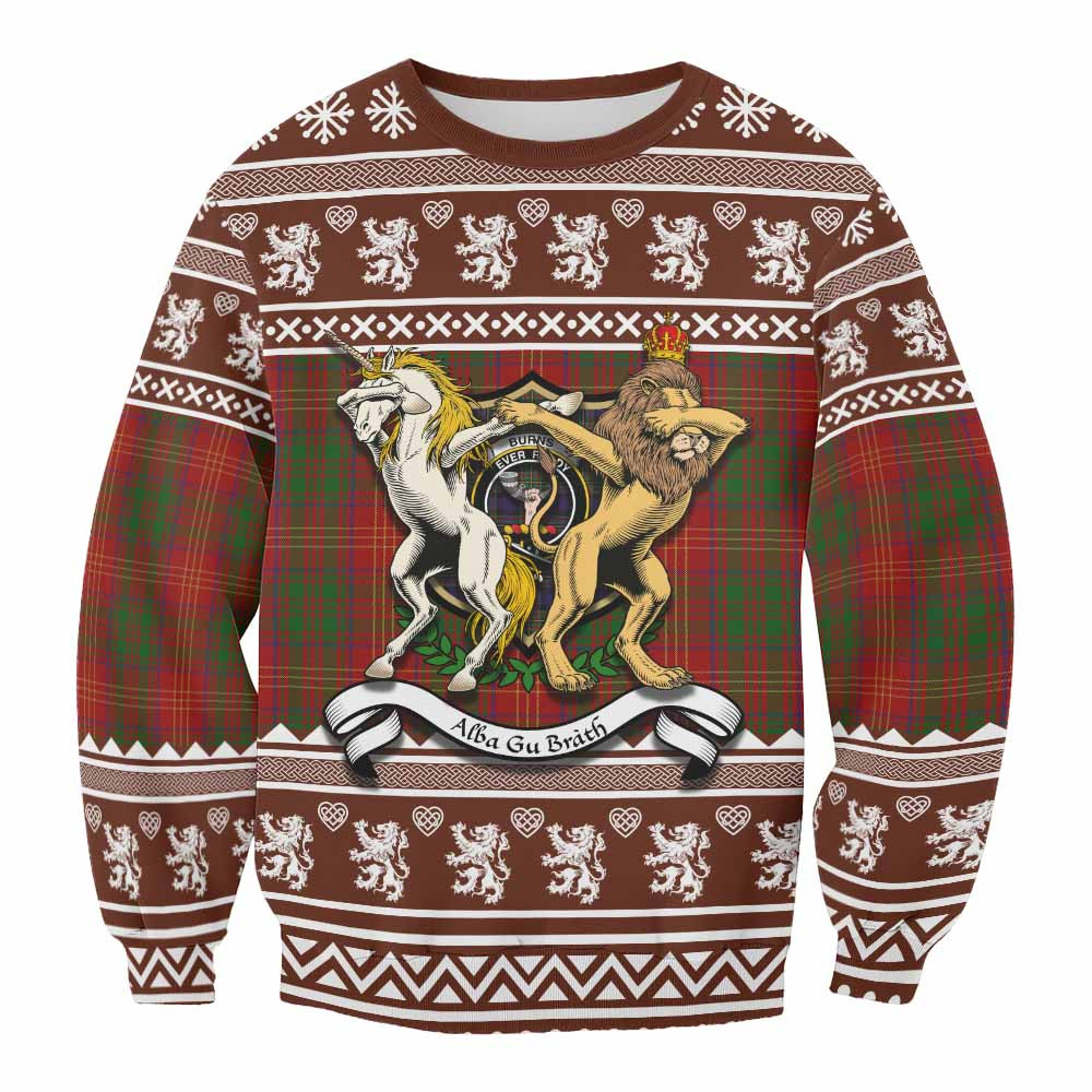 ScotsTee Shop Burns Clan Tartan Crest Christmas Sweatshirt Coat of Arms Funny Style