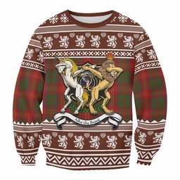 ScotsTee Shop Burns Clan Tartan Crest Christmas Sweatshirt Coat of Arms Funny Style