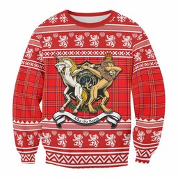 ScotsTee Shop Burnett Clan Tartan Crest Christmas Sweatshirt Coat of Arms Funny Style