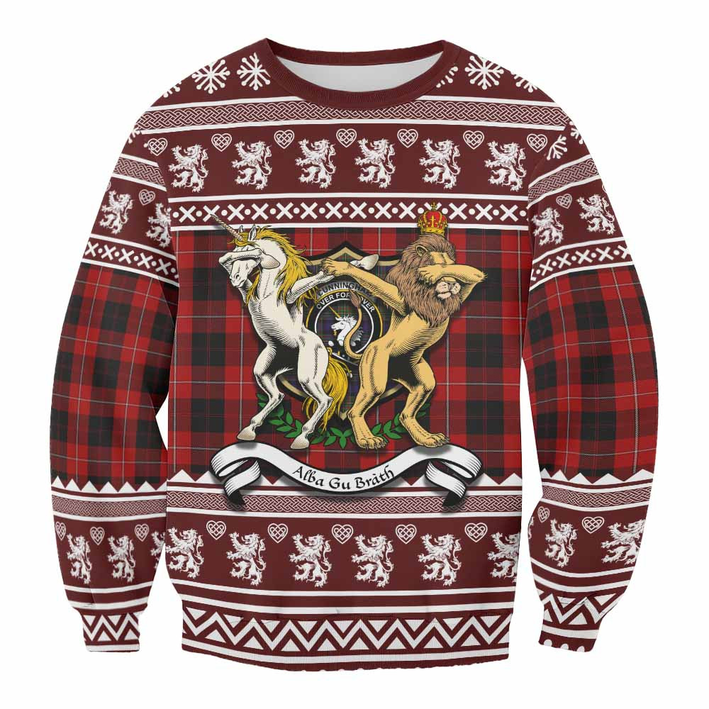 ScotsTee Shop Cunningham Clan Tartan Crest Christmas Sweatshirt Coat of Arms Funny Style