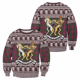 ScotsTee Shop Crawford Clan Tartan Crest Christmas Sweatshirt Coat of Arms Funny Style
