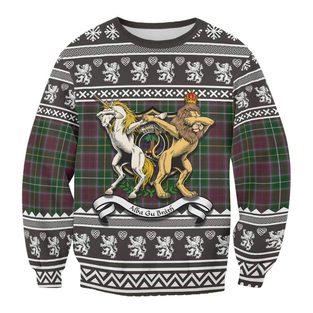 ScotsTee Shop Crosbie Clan Tartan Crest Christmas Sweatshirt Coat of Arms Funny Style