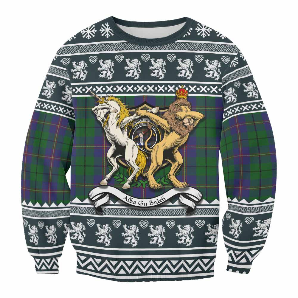 ScotsTee Shop Carmichael Clan Tartan Crest Christmas Sweatshirt Coat of Arms Funny Style