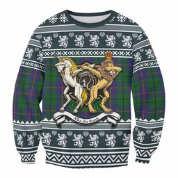 ScotsTee Shop Carmichael Clan Tartan Crest Christmas Sweatshirt Coat of Arms Funny Style
