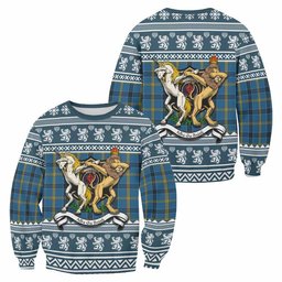 ScotsTee Shop Laing Clan Tartan Crest Christmas Sweatshirt Coat of Arms Funny Style