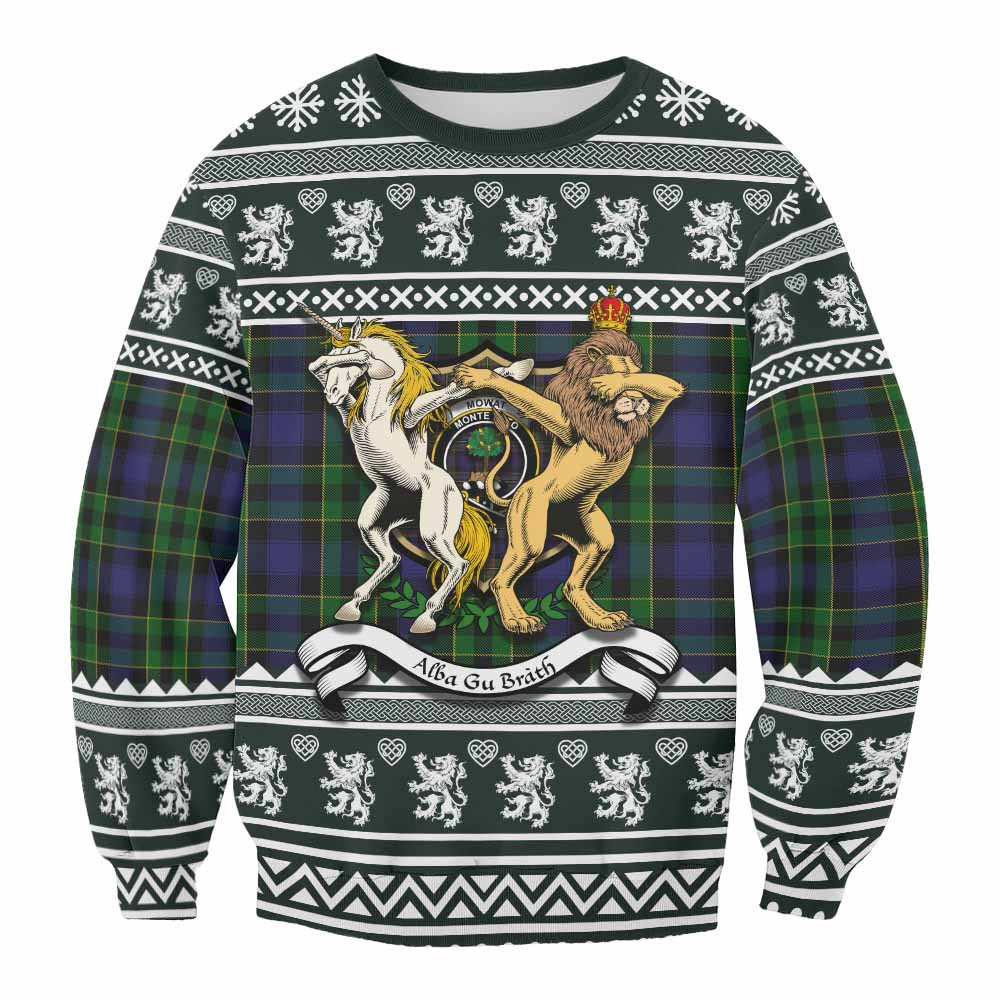 ScotsTee Shop Mowat Clan Tartan Crest Christmas Sweatshirt Coat of Arms Funny Style