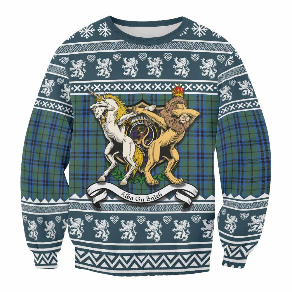 ScotsTee Shop Keith Clan Tartan Crest Christmas Sweatshirt Coat of Arms Funny Style