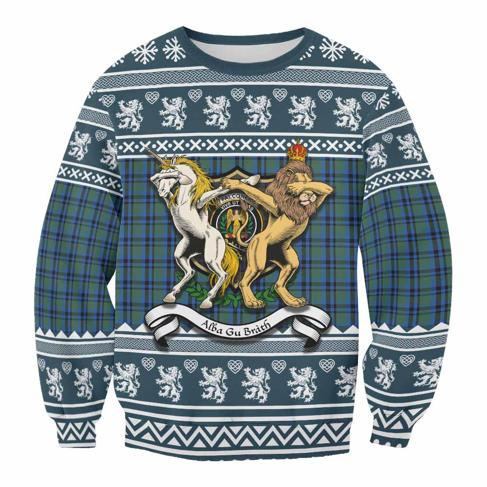 ScotsTee Shop Falconer Clan Tartan Crest Christmas Sweatshirt Coat of Arms Funny Style