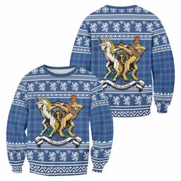 ScotsTee Shop Mercer Clan Tartan Crest Christmas Sweatshirt Coat of Arms Funny Style