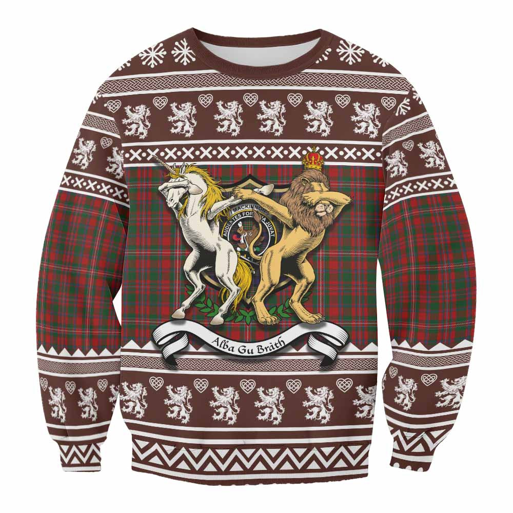 ScotsTee Shop MacKinnon (McKinnon) Clan Tartan Crest Christmas Sweatshirt Coat of Arms Funny Style