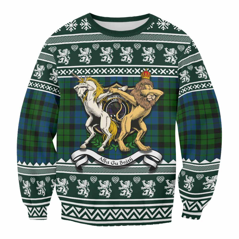 ScotsTee Shop MacKie (McKie) Clan Tartan Crest Christmas Sweatshirt Coat of Arms Funny Style