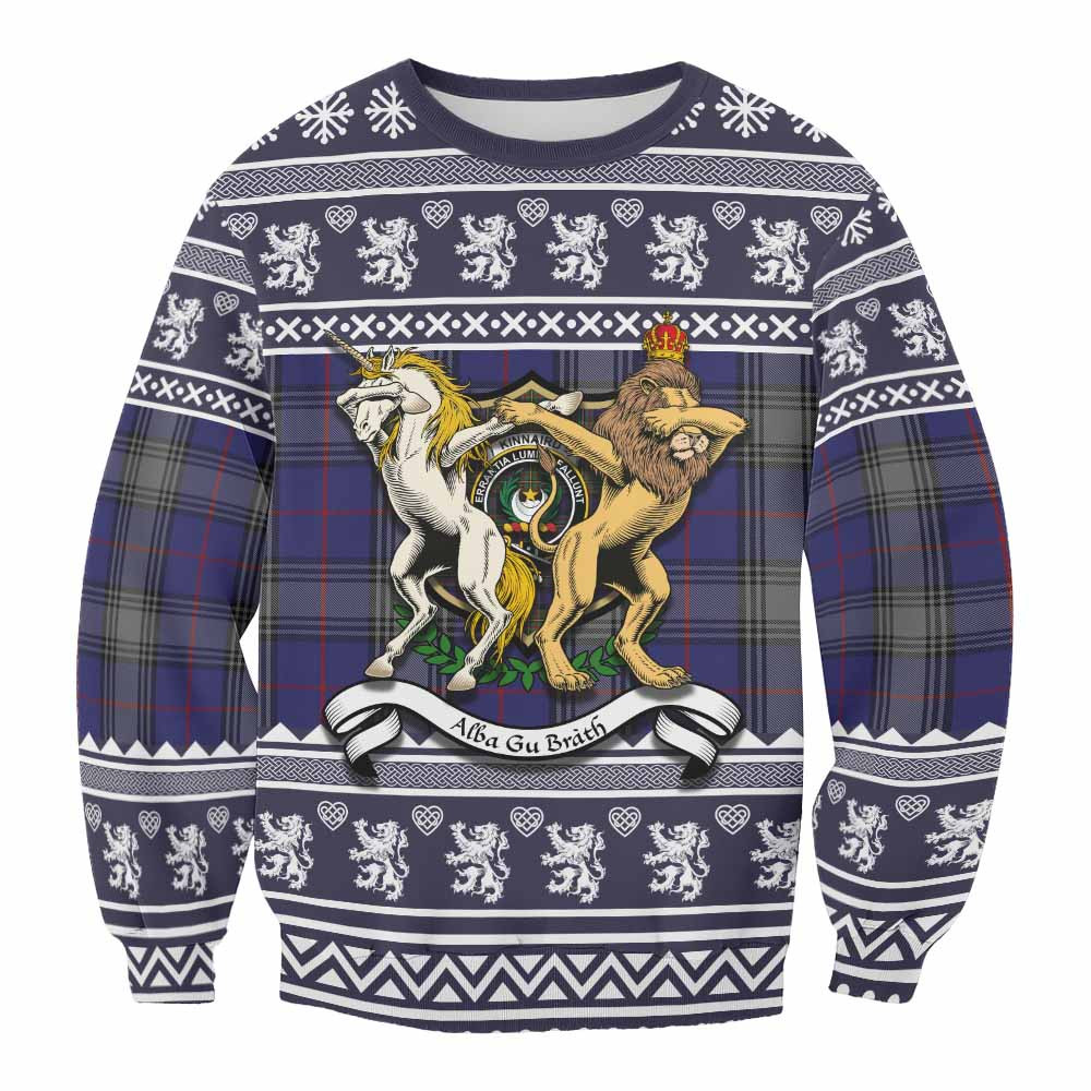 ScotsTee Shop Kinnaird Clan Tartan Crest Christmas Sweatshirt Coat of Arms Funny Style