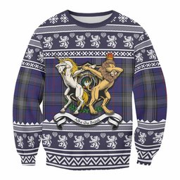 ScotsTee Shop Kinnaird Clan Tartan Crest Christmas Sweatshirt Coat of Arms Funny Style