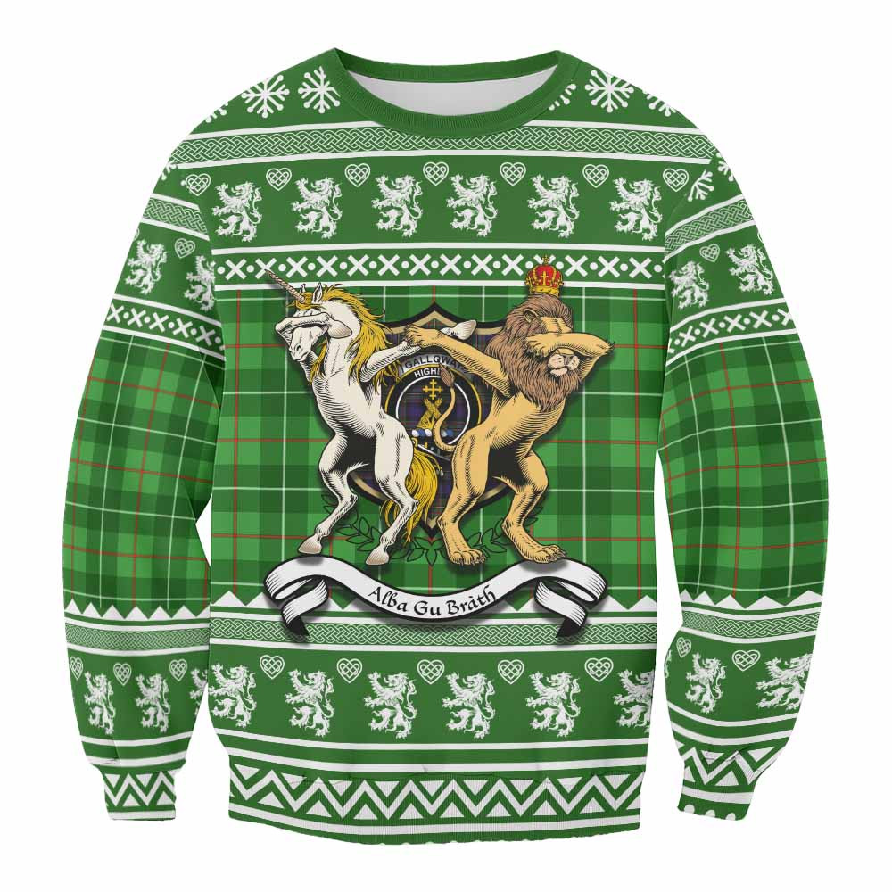 ScotsTee Shop Galloway Clan Tartan Crest Christmas Sweatshirt Coat of Arms Funny Style