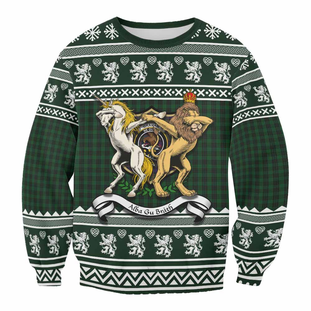 ScotsTee Shop Graham Clan Tartan Crest Christmas Sweatshirt Coat of Arms Funny Style