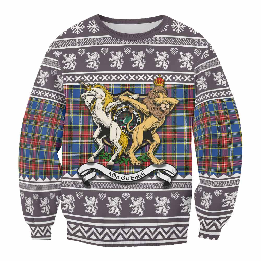 ScotsTee Shop MacBeth (McBeth) Clan Tartan Crest Christmas Sweatshirt Coat of Arms Funny Style